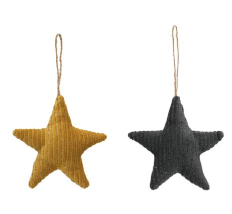 Corduroy Star Ornament w/ Metallic Thread