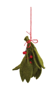 Mistletoe Leaf & Berry Wool Felt Hanging Bunch
