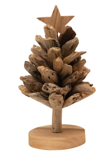 Driftwood Pinecone Christmas Tree with Wood Base