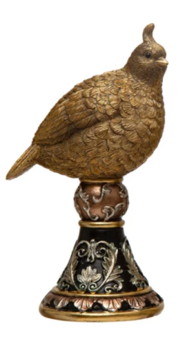 Resin Pheasant on Pedestal, Multi Color, 2 Styles