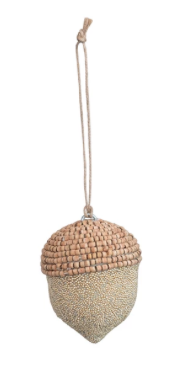 Jute & Wood Beaded Acorn Ornament, 2 Styles