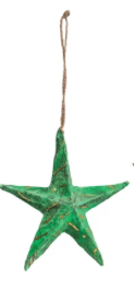 Paper Mache Marbled Star Ornament, 4 Colors
