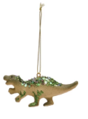 Dinosaur Ornament w/ Glitter, Multi Color, 6 Styles