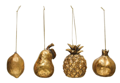Fruit Ornament, Gold Finish, 4 Styles