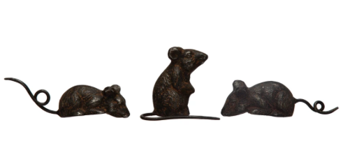 Metal Mouse, Distressed Rust Finish, 3 Styles