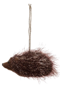 Faux Fur and Tinsel Hedgehog Ornament, 2 Colors