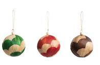 Lily Leaf Ball Ornament w/ Wood Bead, 3 Colors