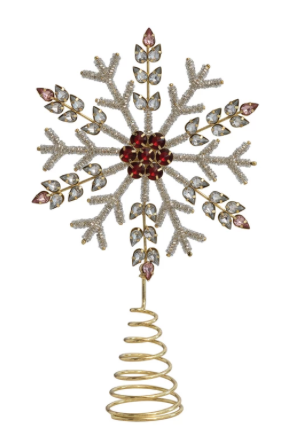 Snowflake Tree Topper w/ Jewels, Multi Color