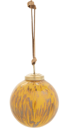 Round Hand-Marbled Glass Ball Ornament w/ Leather Hanger