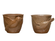 Mug w/ Formed Bird Handle, Reactive Glaze, 2 Styles (Each One Will Vary)