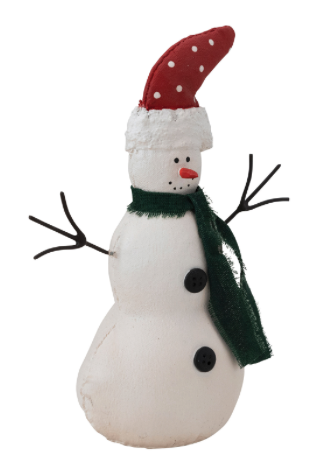 Hand-Painted Canvas Snowman with Scarf and Hat, Multi Color