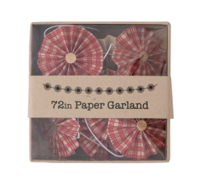 Paper Fan Garland in Kraft Box, Red & Gold Color