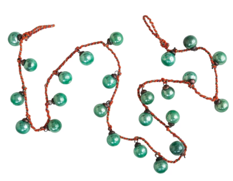 Mercury Glass Ornament Garland on Braided Sari Fabric String
