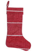 Brushed Cotton Flannel Stocking w/ Stripes, Red & White