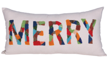 Merry Cotton Lumbar Pillow with Appliqued Beads