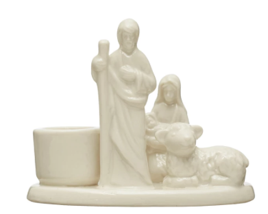 Nativity Taper Holder, White