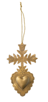 Metal Sacred Heart Ornament, Gold Finish