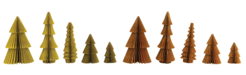 Folding Honeycomb Trees w/ Glitter, Set of 5