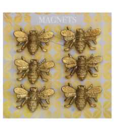 Pewter Bee Magnets on Card, Set of 6