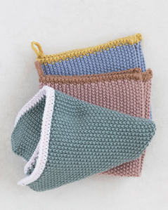 Square Cotton Knit Dish Cloths with Loops