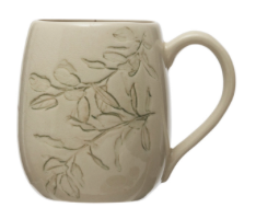 Debossed Stoneware Mug, 4 Styles