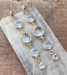 Crystal & Gold Bead Post Earrings