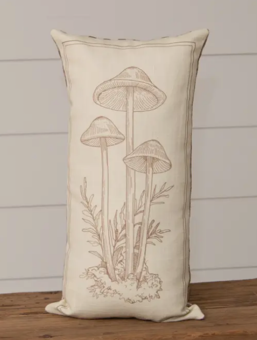 Mushrooms and Tan Check Pillow