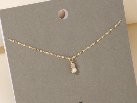 Pearl and Stone Pendant Necklace