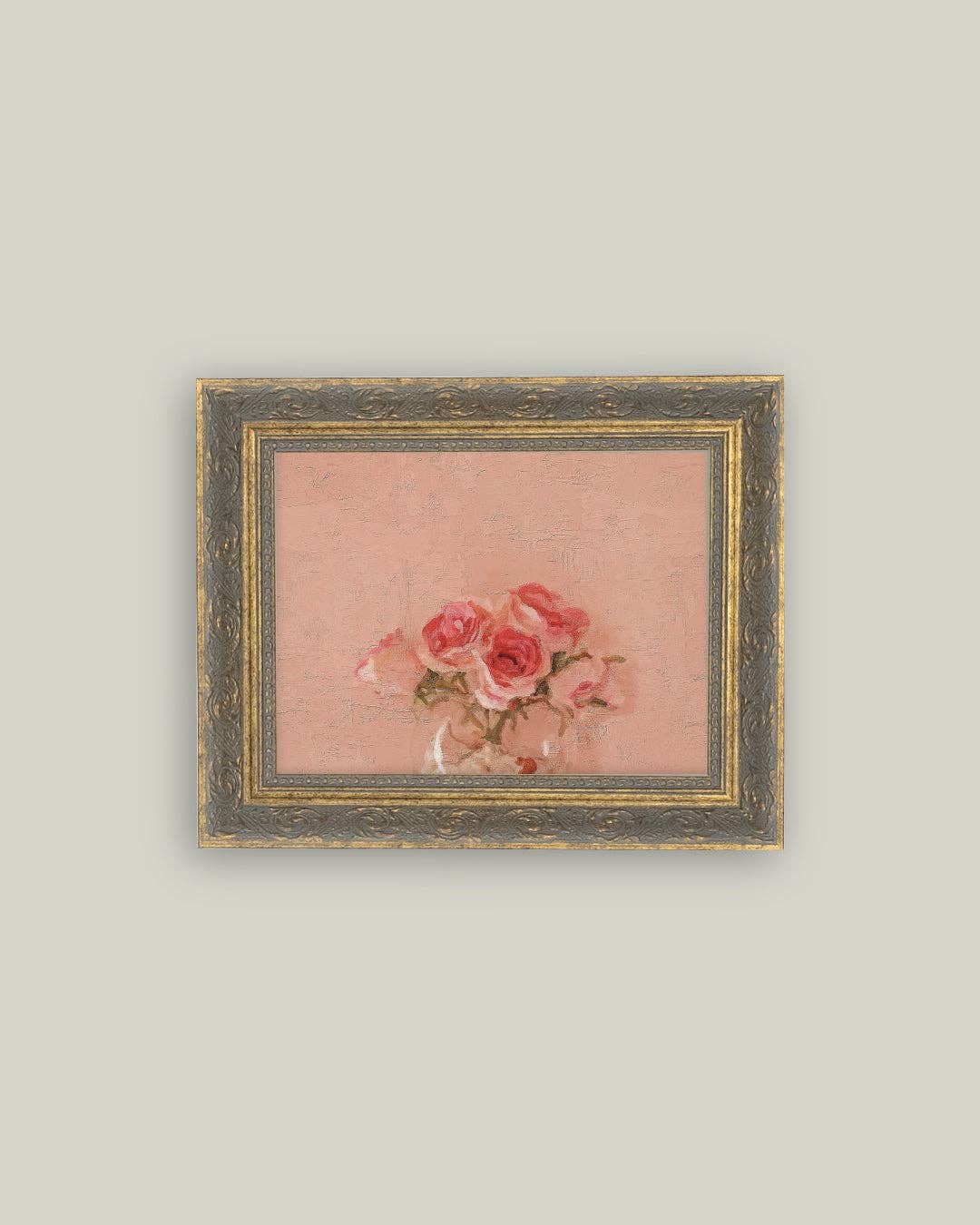 Pink Roses Framed Antique Art