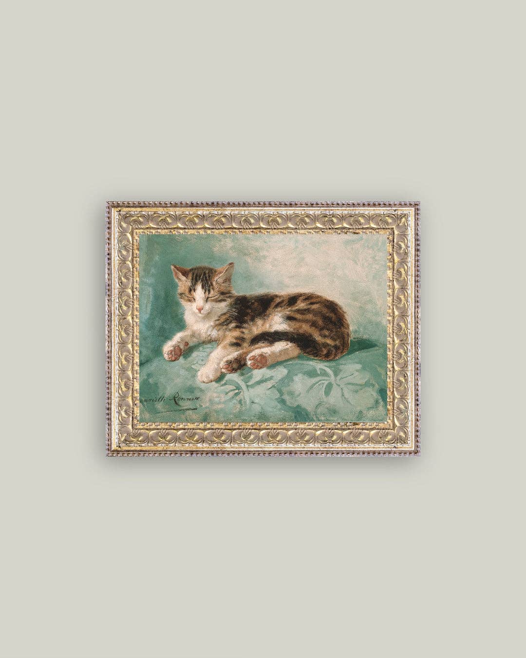 Cat Nap Framed Antique Art