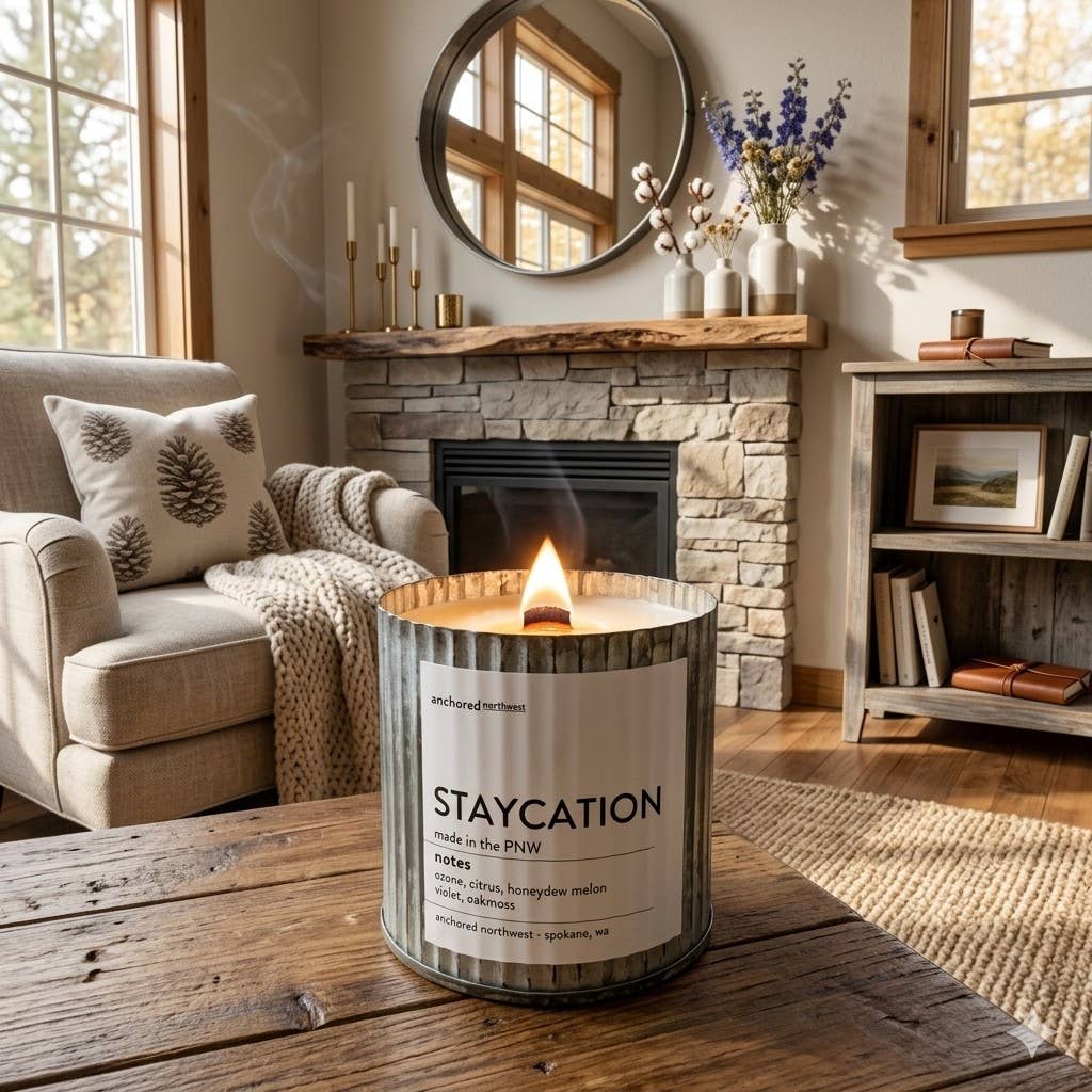 Sea Salt & Orchid Wood Wick Candle, Rustic Farmhouse Decor