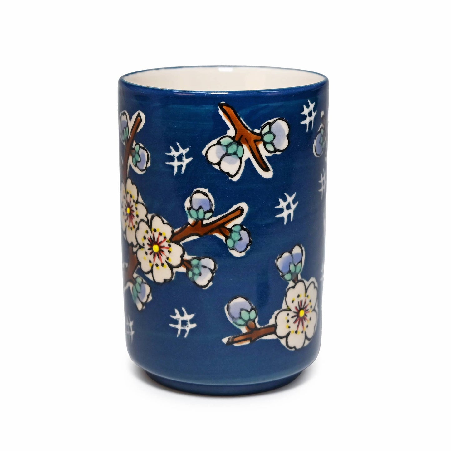 Mira Ceramic Yunomi Tea Cup – Japanese Floral Art (12oz)