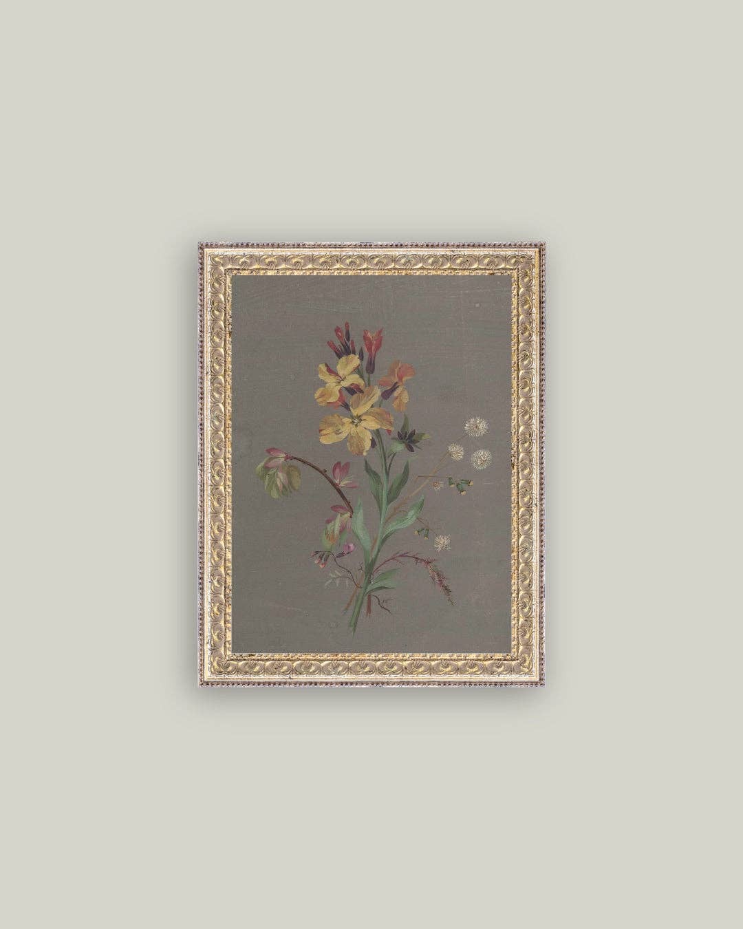 French Wildflowers Framed Antique Art
