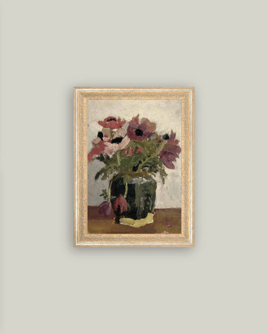 Mauve Floral Framed Antique Art