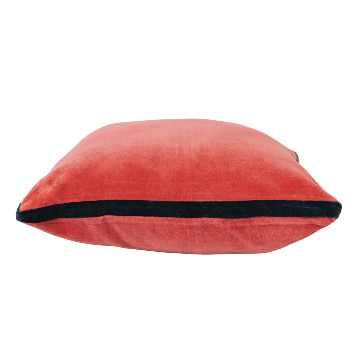 20" Square Cotton Velvet Pillow w/ Contrasting Gusset, Berry & Navy Color