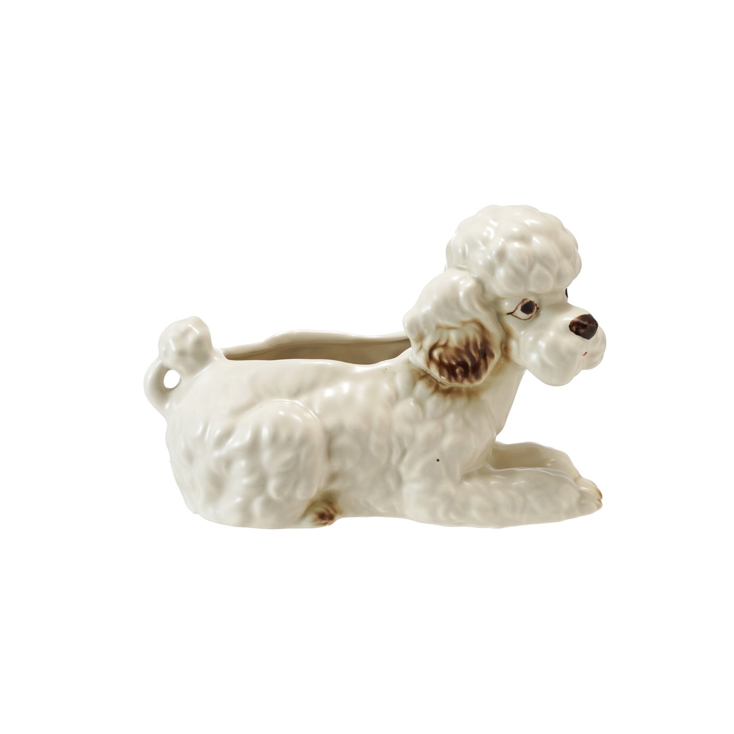 Hand-Painted Stoneware Vintage Reproduction Poodle Shaped Planter