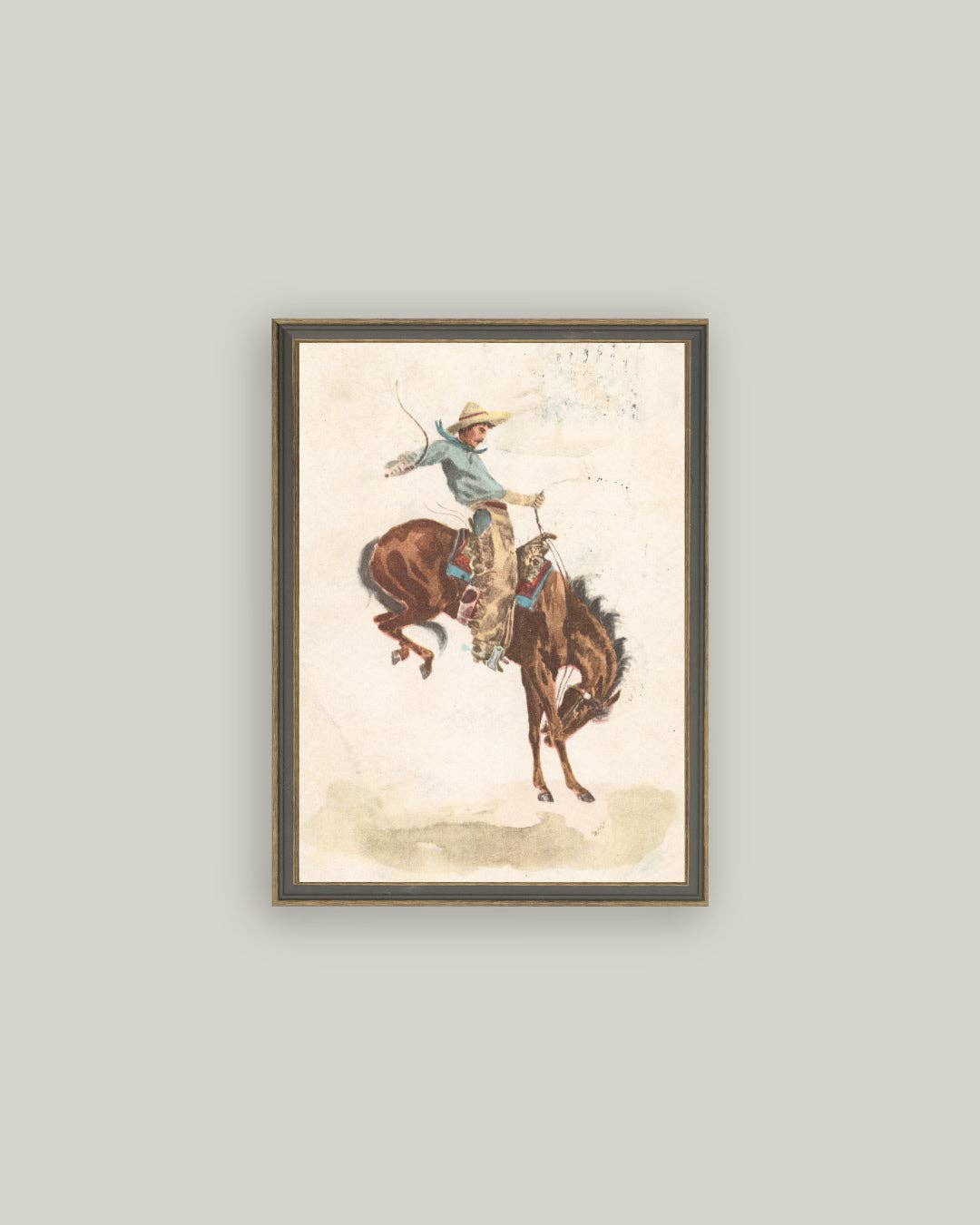 Bucking Bronco Framed Antique Art