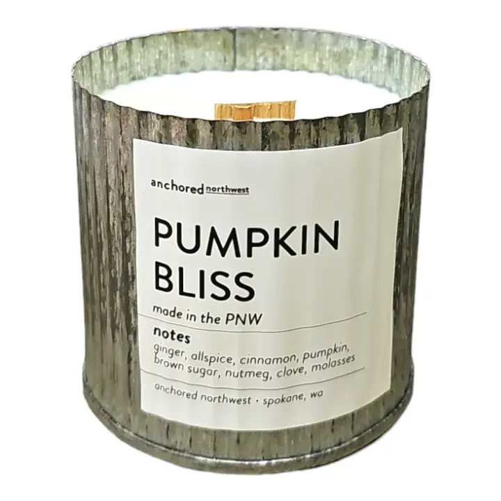 Pumpkin Bliss Cabin Fever  Wood Wick Candle, Rustic Farmhouse Decor