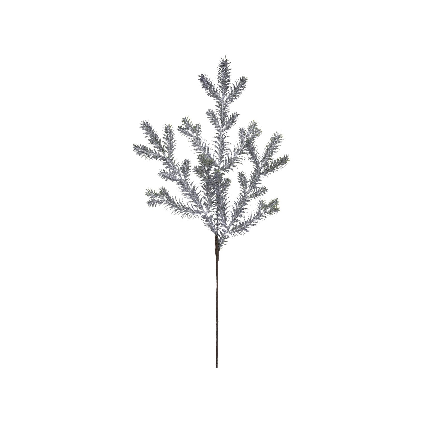 20-1/2"H Faux Pine Stem with Glitter, Silver Finish