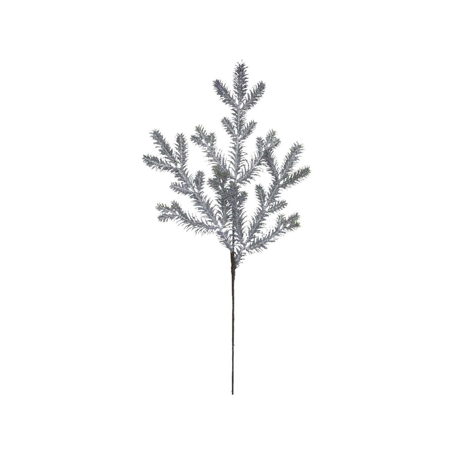 20-1/2"H Faux Pine Stem with Glitter, Silver Finish