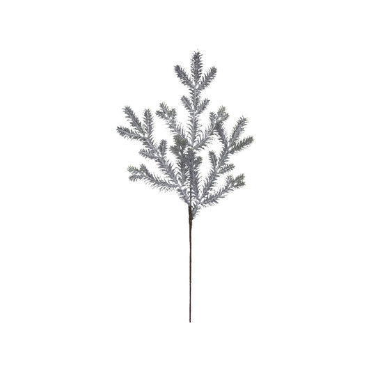 20-1/2"H Faux Pine Stem with Glitter, Silver Finish