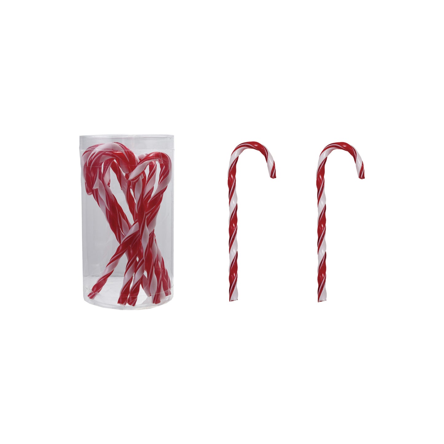 Plastic Candy Cane Drink Stirrers with Stripes, Set of 10