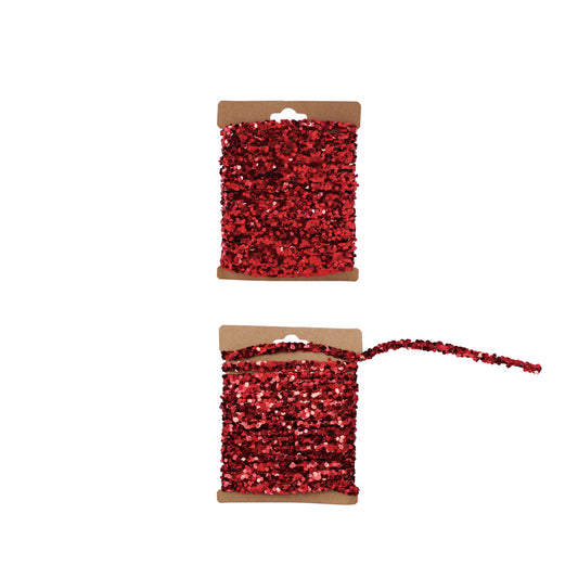 120"L String Glitter Garland on Kraft Card, Red