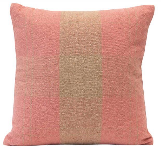 Woven Recycled Cotton Blend Plaid Pillow