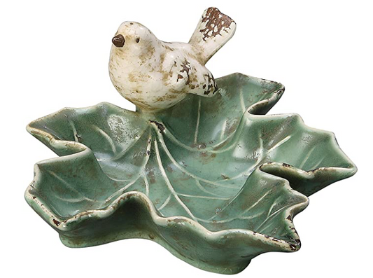 Ceramic Leaf Dish With Bird