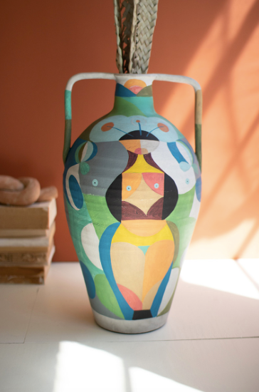 Ceramic Multicolored Urn With Handles