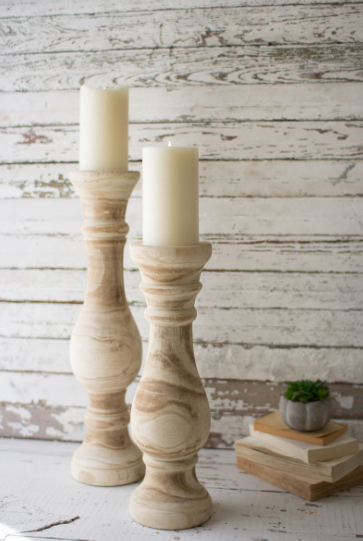 Hand Carved Wooden Candle Stands