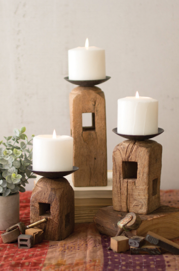 Square Wooden Furniture Leg Candle Holders