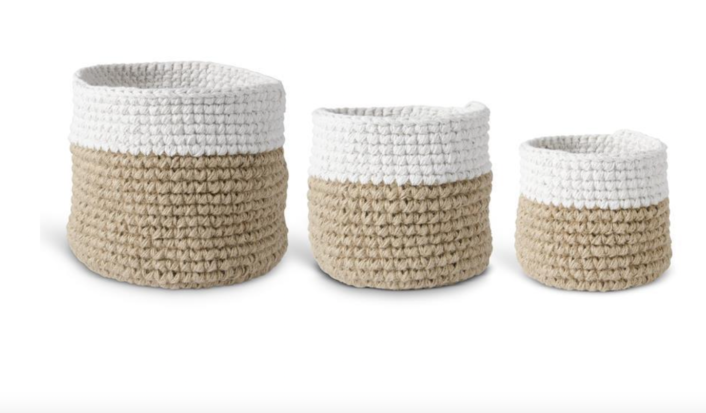 Tan and Cream Woven Baskets