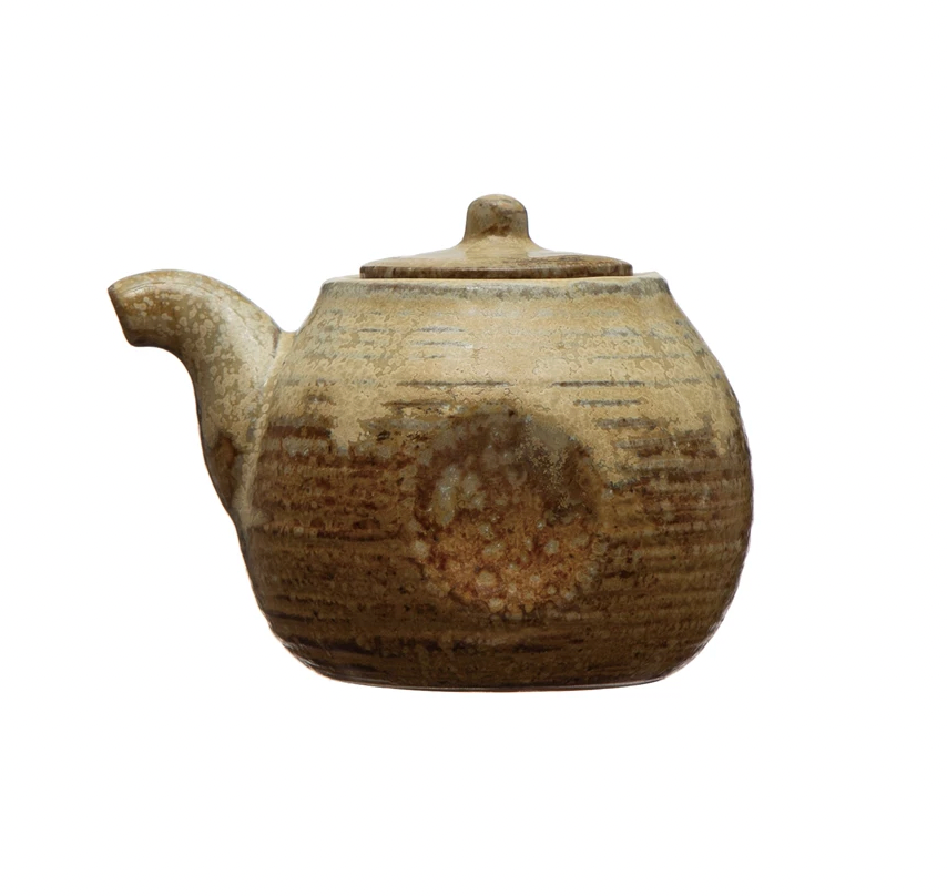 Stoneware Handleless Teapot/Pitcher with Reactive Glaze